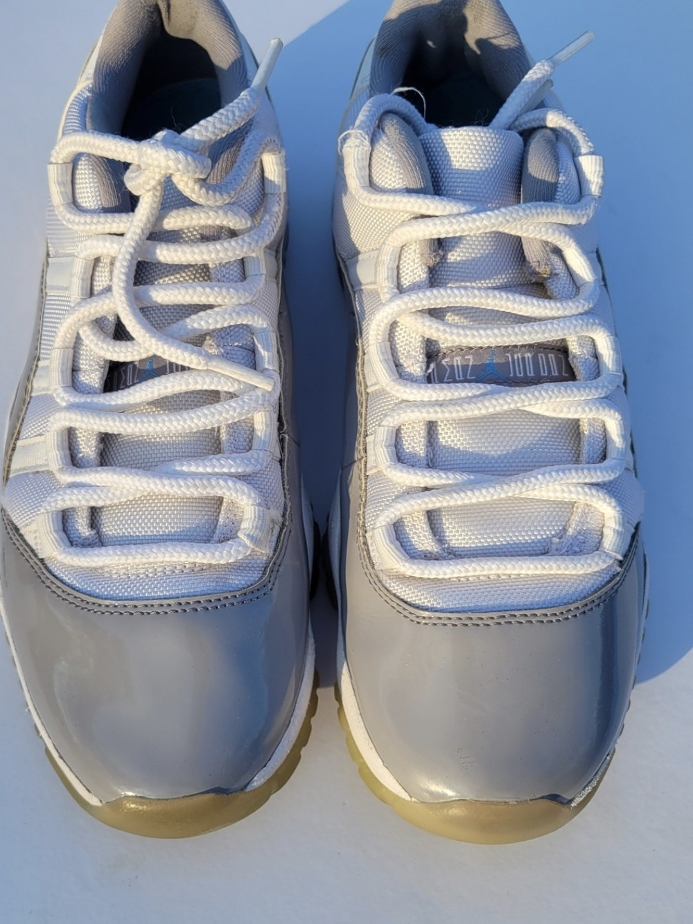 Jordan Men’s Low-Top Athletic Sneakers in Gray, White, Gold